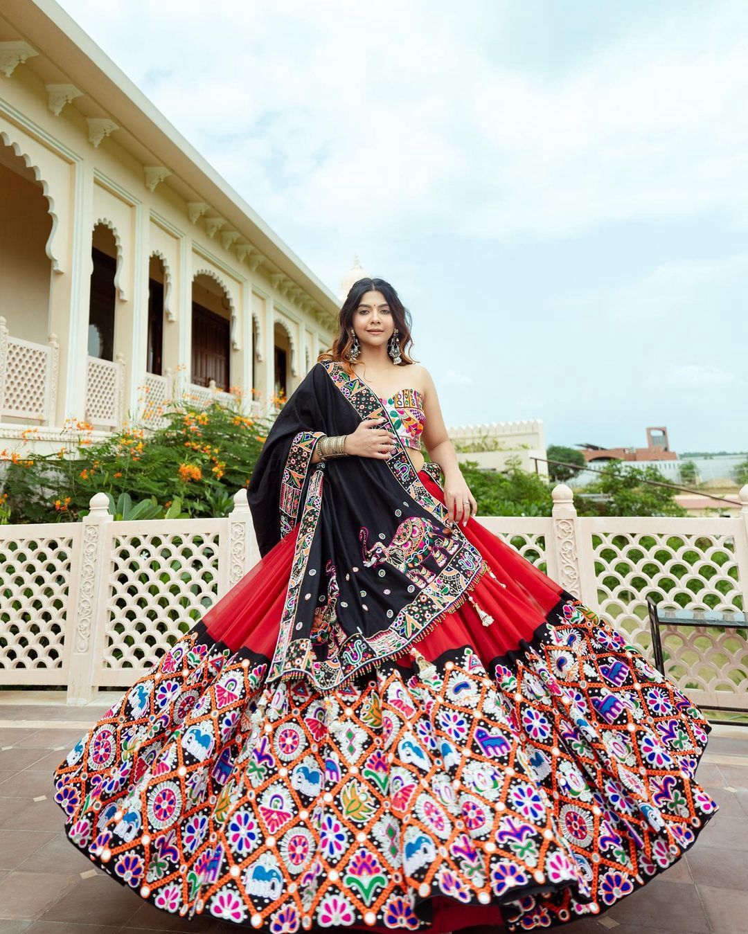 Red & Black Heavy Kutchi Embroidered Designer Chaniya Choli Set