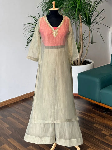 Ivory & Peach Sharara color Bids Sequence Embroidery work Sharara set