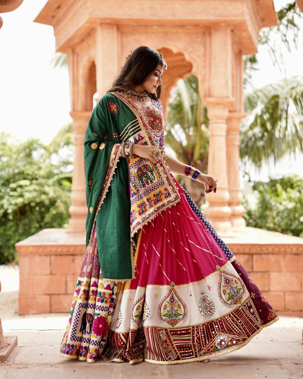 Multi-Color Colorblock & Elephant Patchwork Designer Chaniya Choli Set