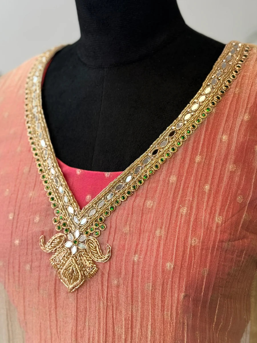 Ivory & Peach Sharara color Bids Sequence Embroidery work Sharara set
