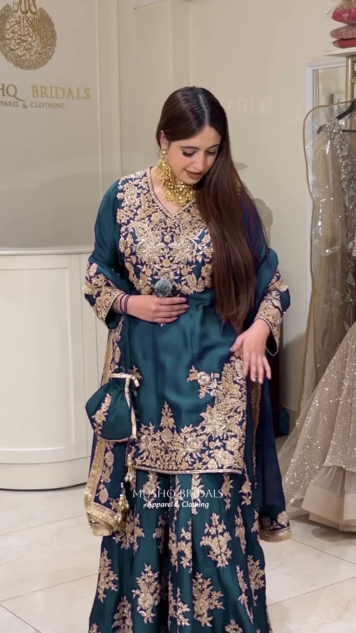 Premium Pakistani Embroidered Sharara Suit - 3 Piece Set