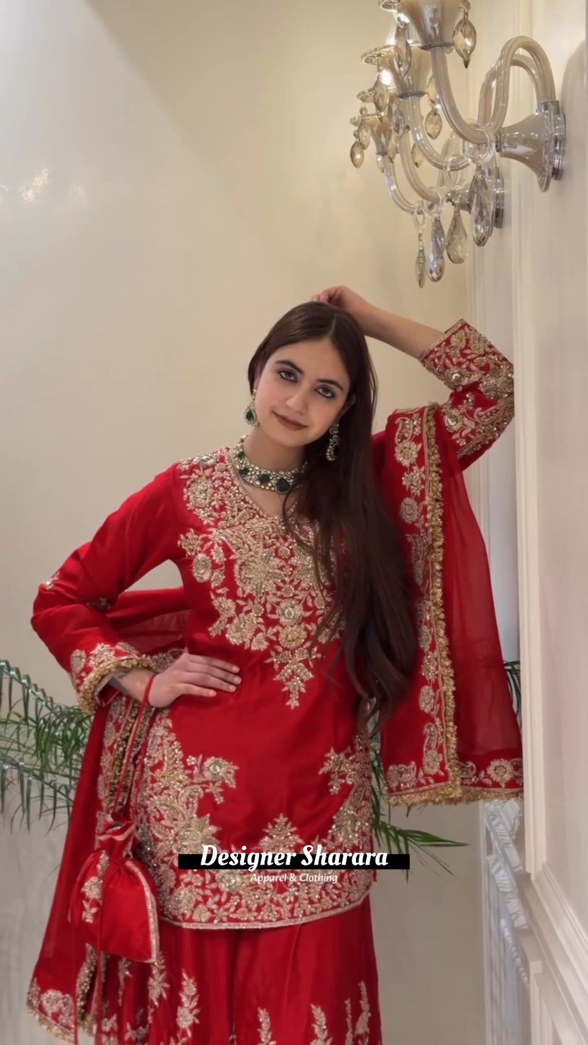 Premium Pakistani Embroidered Sharara Suit - 3 Piece Set