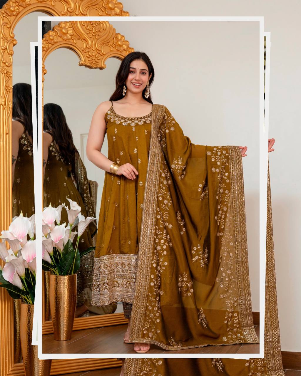 Vichitra Silk Anarkali Salwar Suit Party Wear for Women