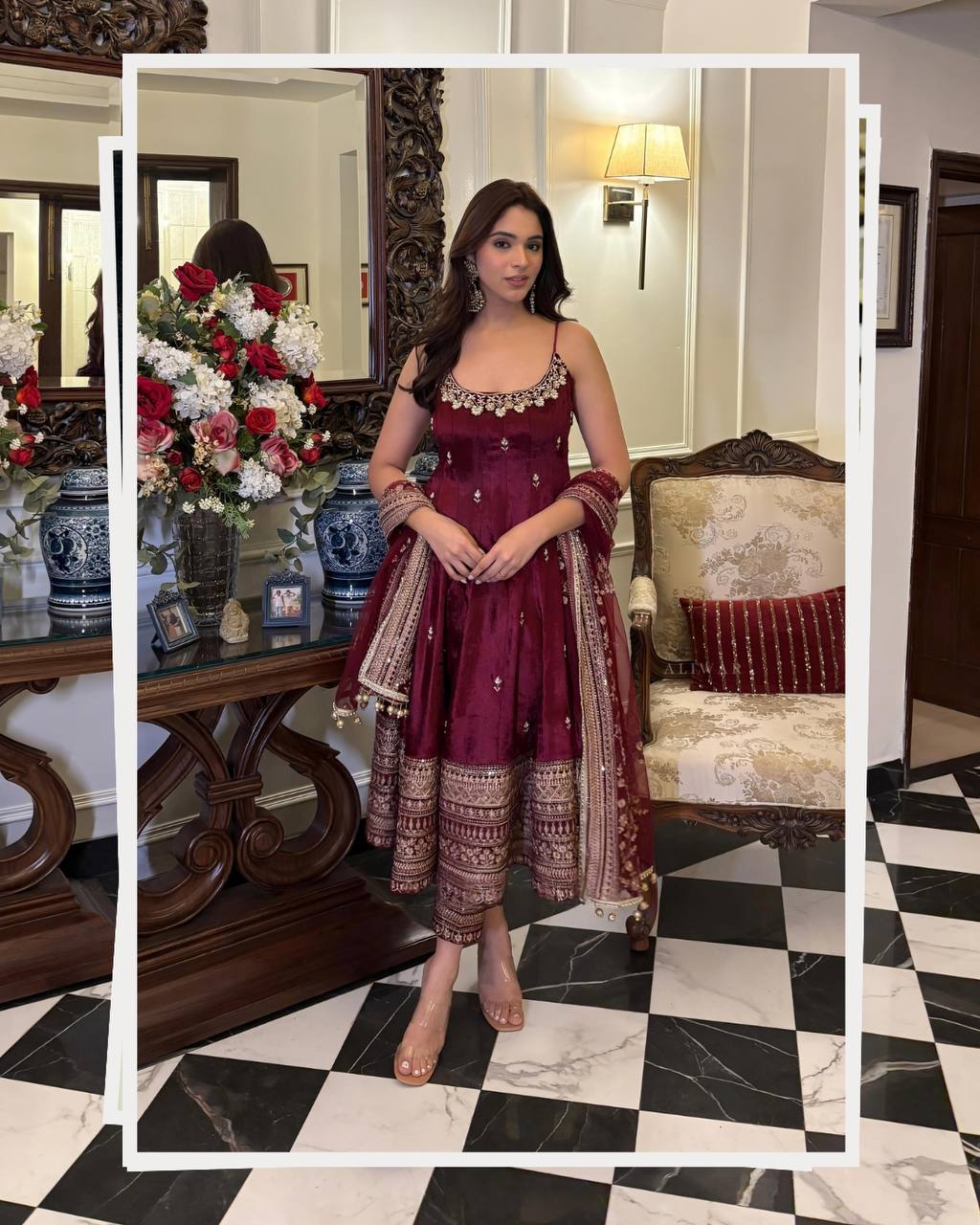 Vichitra Silk Anarkali Salwar Suit Party Wear for Women
