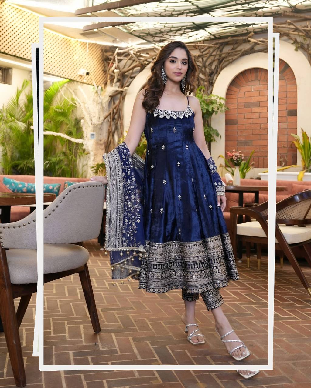 Vichitra Silk Anarkali Salwar Suit Party Wear for Women