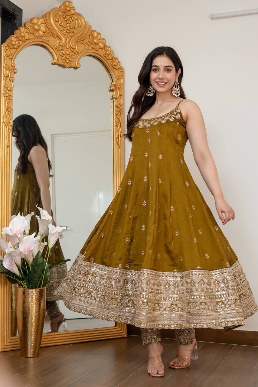 Vichitra Silk Anarkali Salwar Suit Party Wear for Women