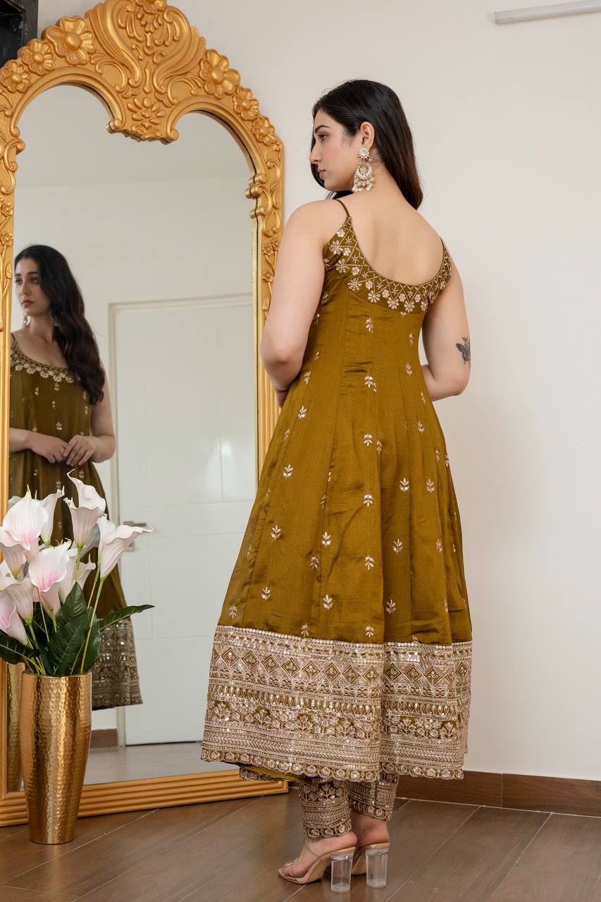 Vichitra Silk Anarkali Salwar Suit Party Wear for Women
