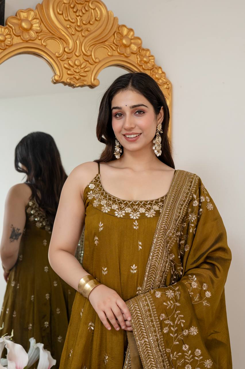 Vichitra Silk Anarkali Salwar Suit Party Wear for Women