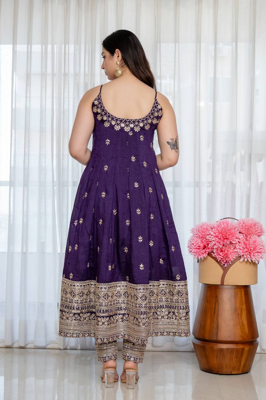 Vichitra Silk Anarkali Salwar Suit Party Wear for Women
