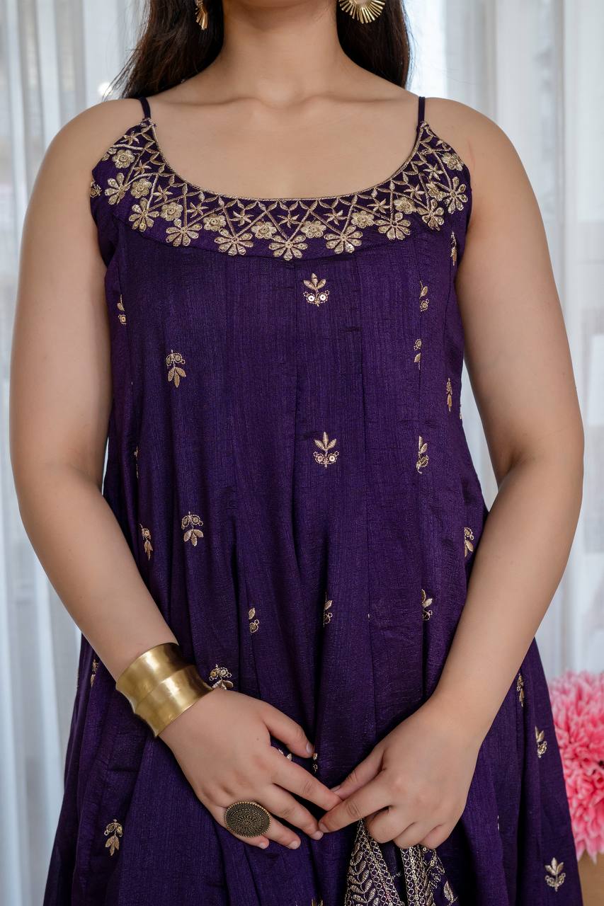 Vichitra Silk Anarkali Salwar Suit Party Wear for Women