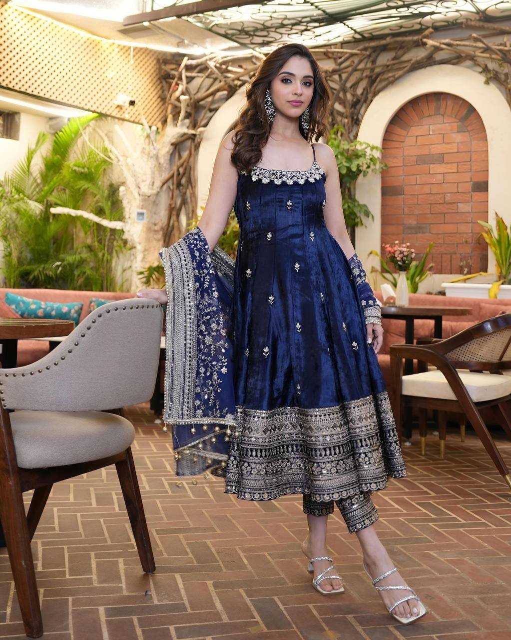 Vichitra Silk Anarkali Salwar Suit Party Wear for Women