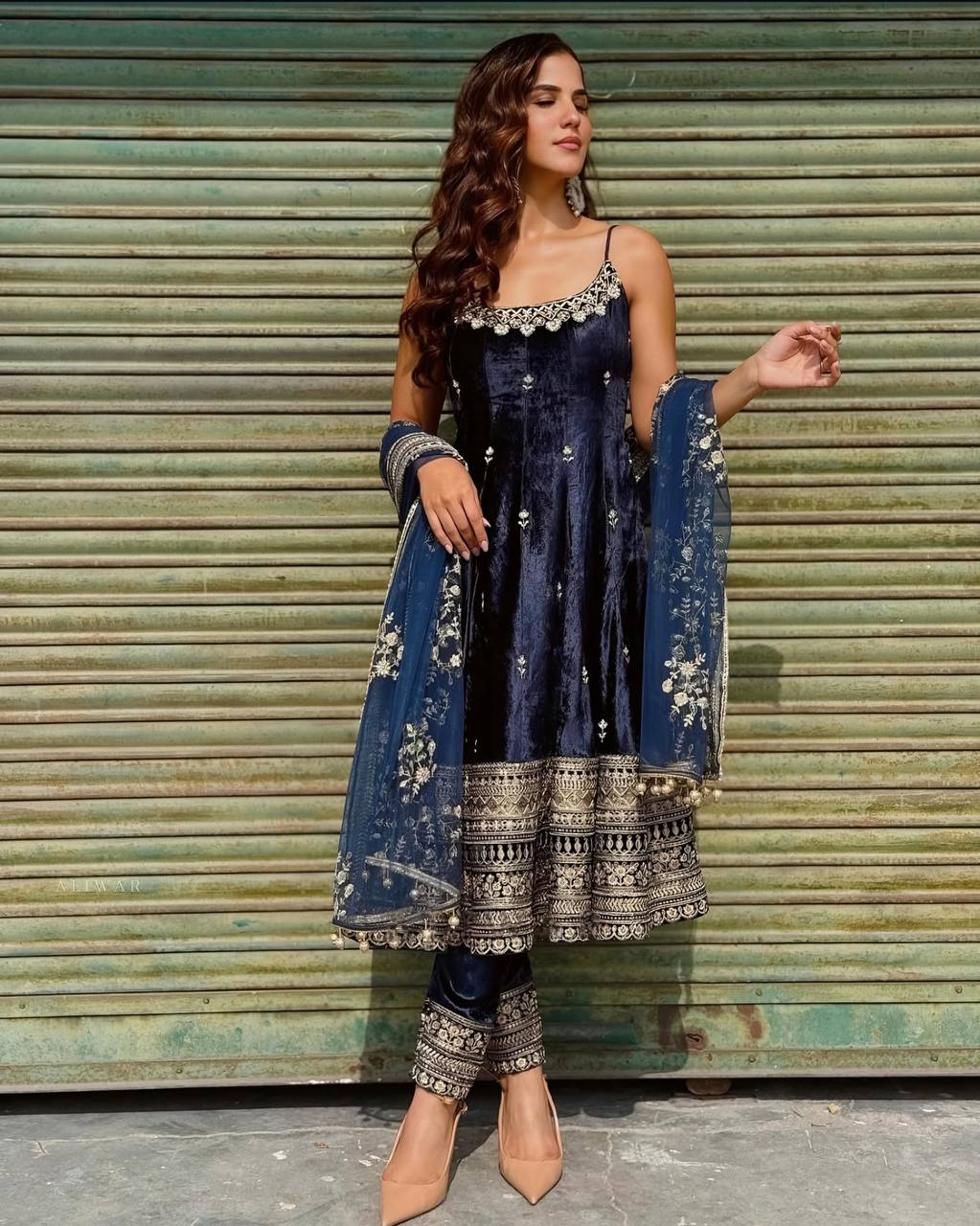 Vichitra Silk Anarkali Salwar Suit Party Wear for Women