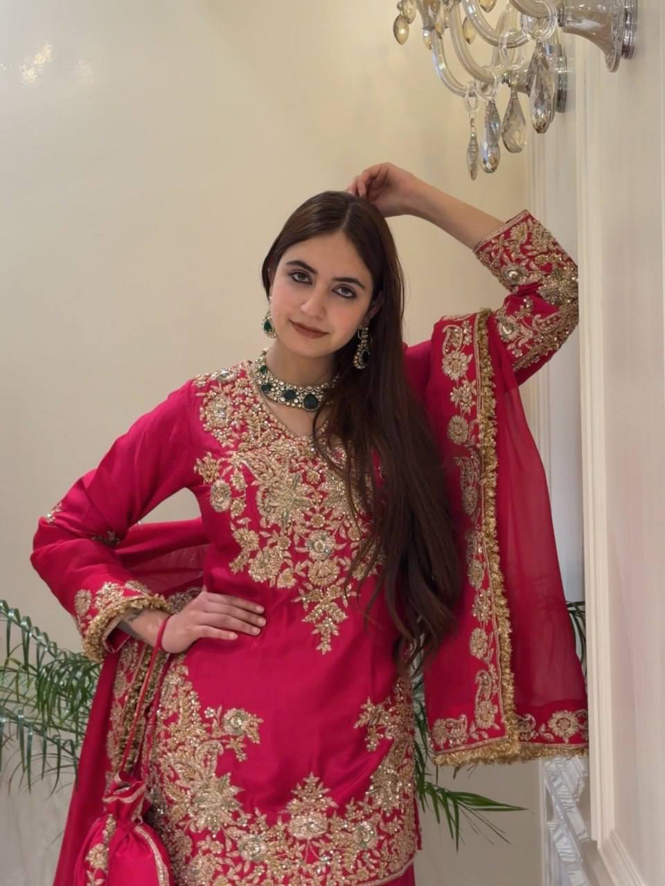 Premium Pakistani Embroidered Sharara Suit - 3 Piece Set
