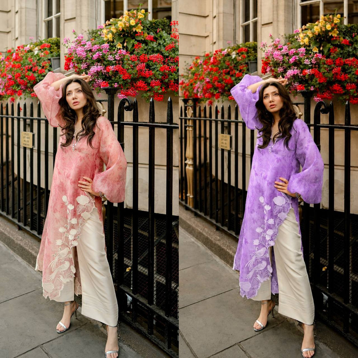 Pakistani Suit Party Wear Set with Organza Shrug and Cutwork