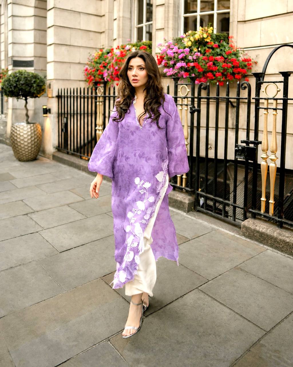 Pakistani Suit Party Wear Set with Organza Shrug and Cutwork