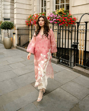 Pakistani Suit Party Wear Set with Organza Shrug and Cutwork