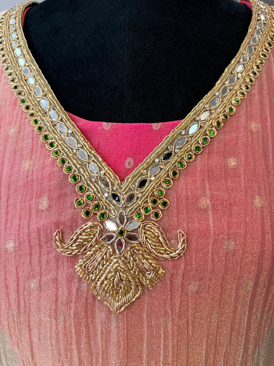 Ivory & Peach Sharara color Bids Sequence Embroidery work Sharara set