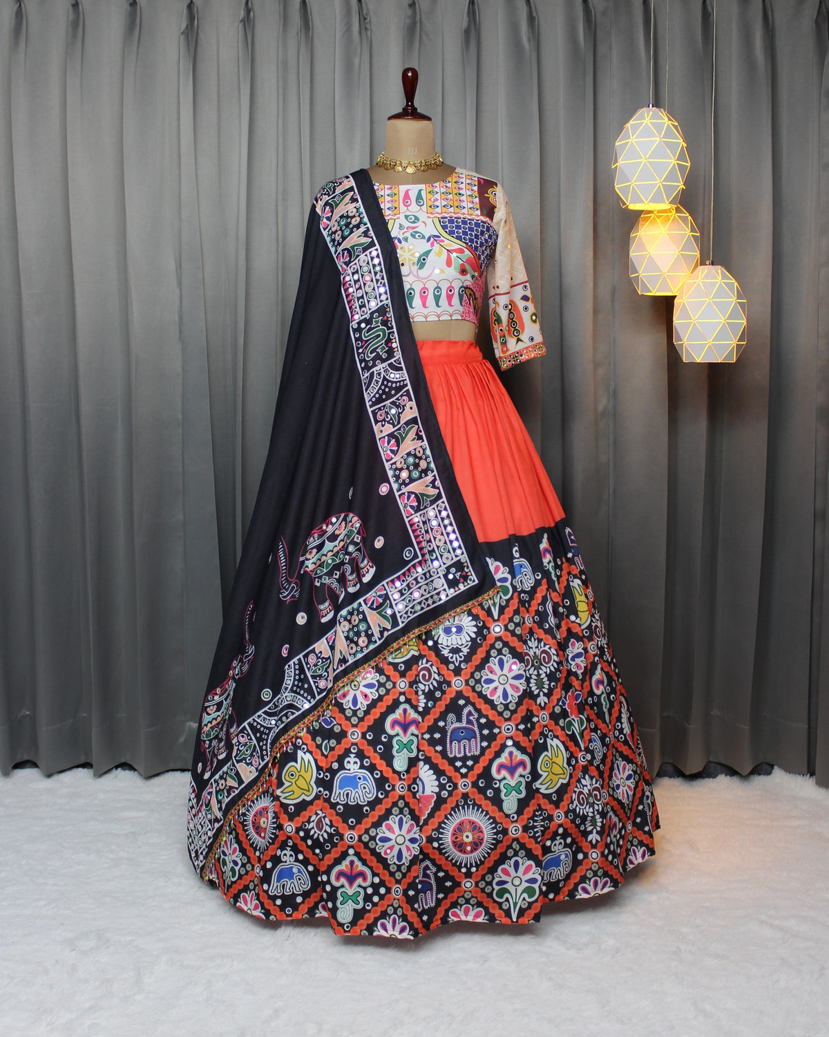 Red & Black Heavy Kutchi Embroidered Designer Chaniya Choli Set