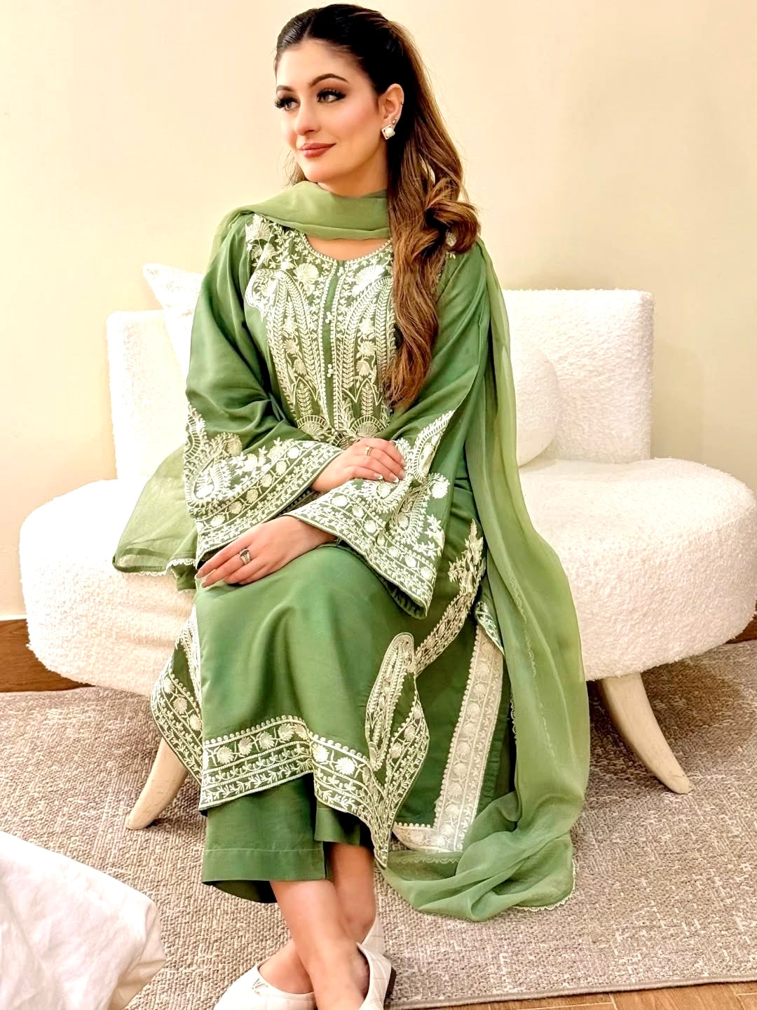 Pakistani Suit Party Wear Salwar Kameez in Organza Silk