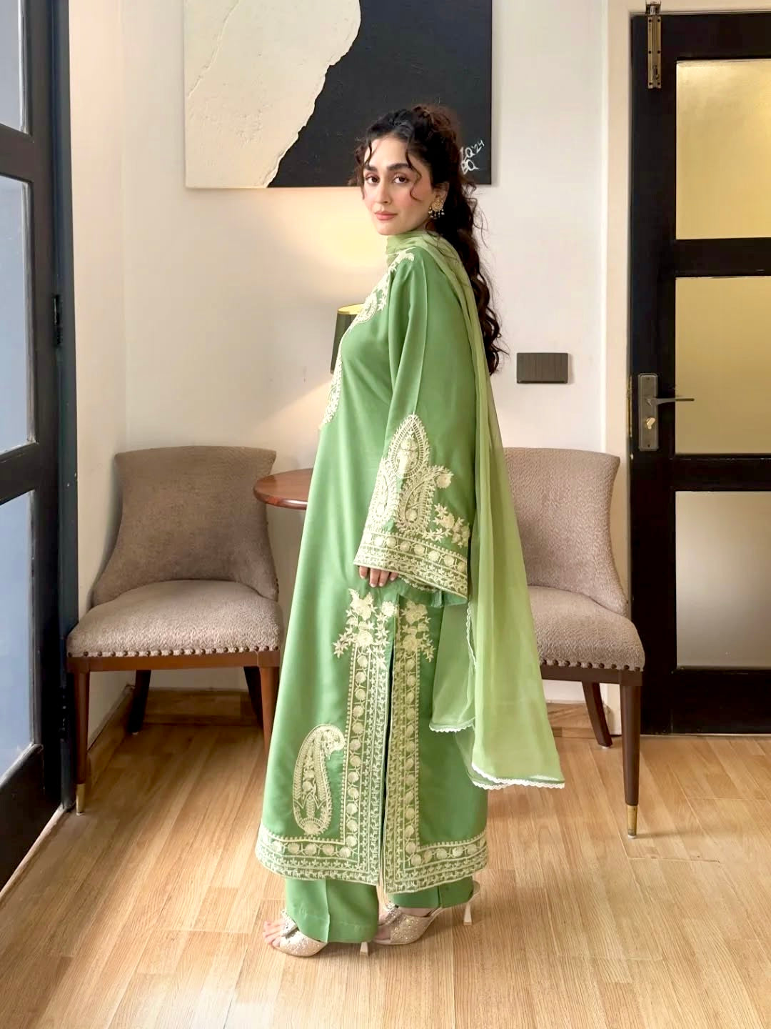 Pakistani Suit Party Wear Salwar Kameez in Organza Silk