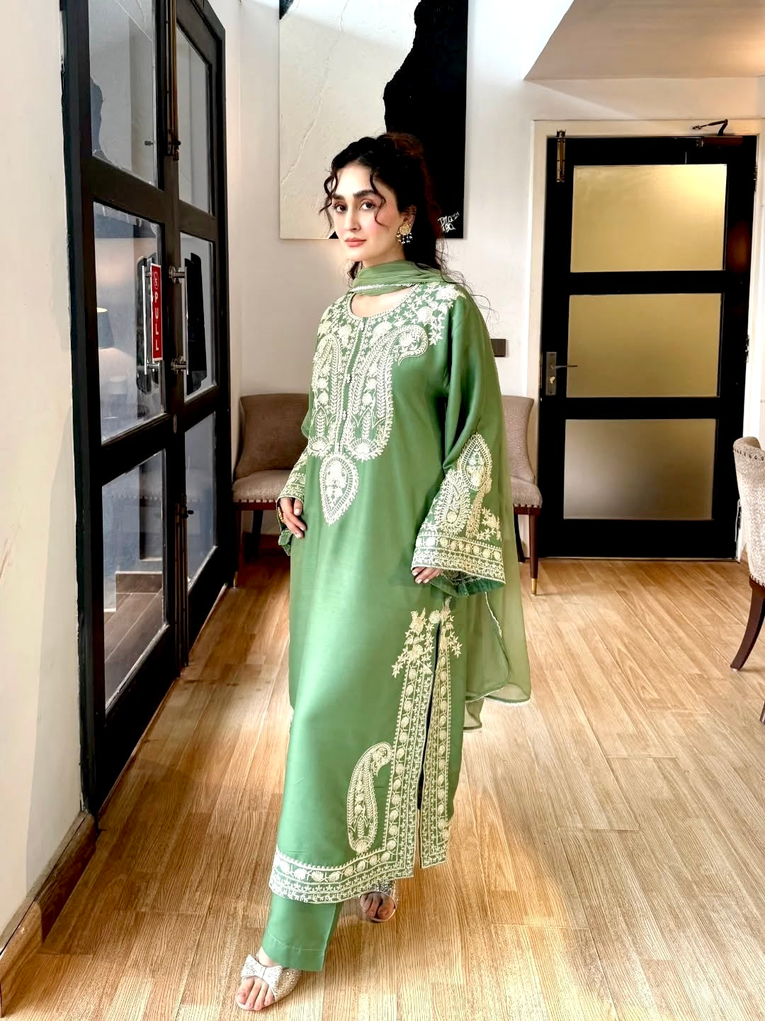 Pakistani Suit Party Wear Salwar Kameez in Organza Silk