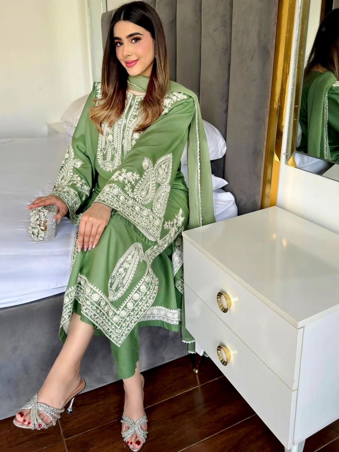 Pakistani Suit Party Wear Salwar Kameez in Organza Silk