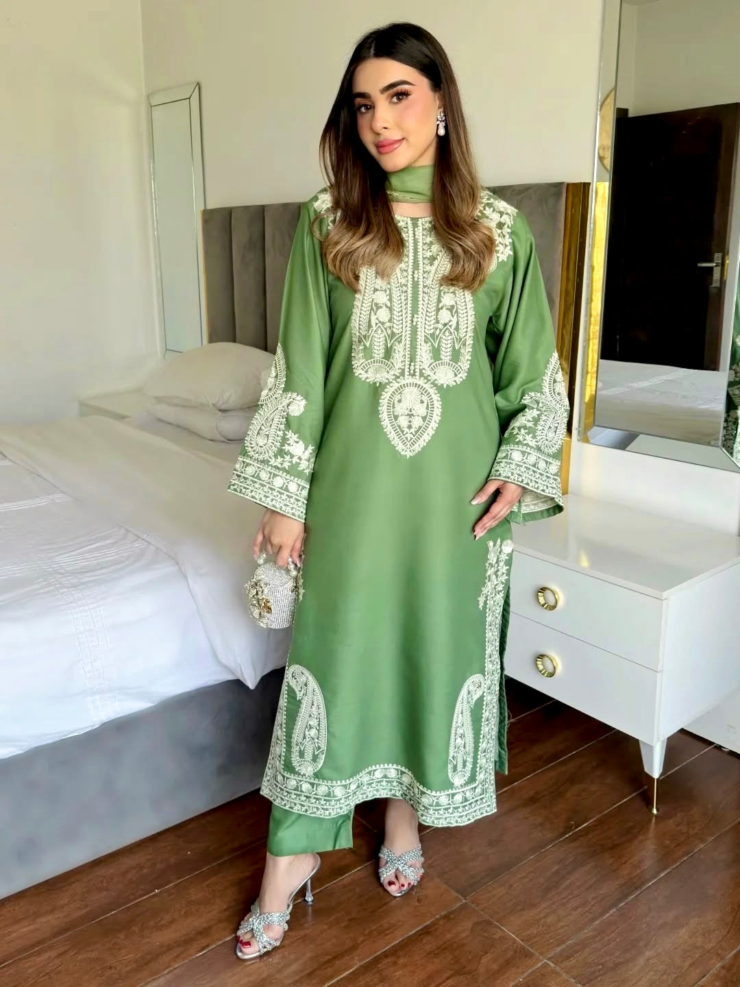 Pakistani Suit Party Wear Salwar Kameez in Organza Silk