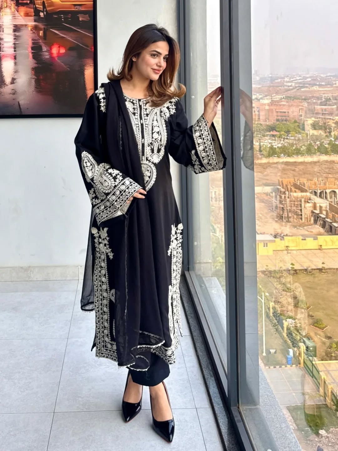 Pakistani Suit Party Wear Salwar Kameez in Organza Silk