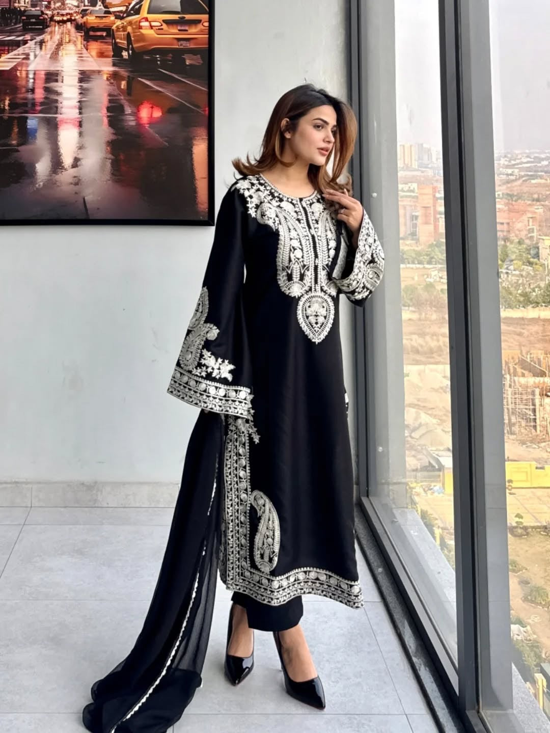 Pakistani Suit Party Wear Salwar Kameez in Organza Silk