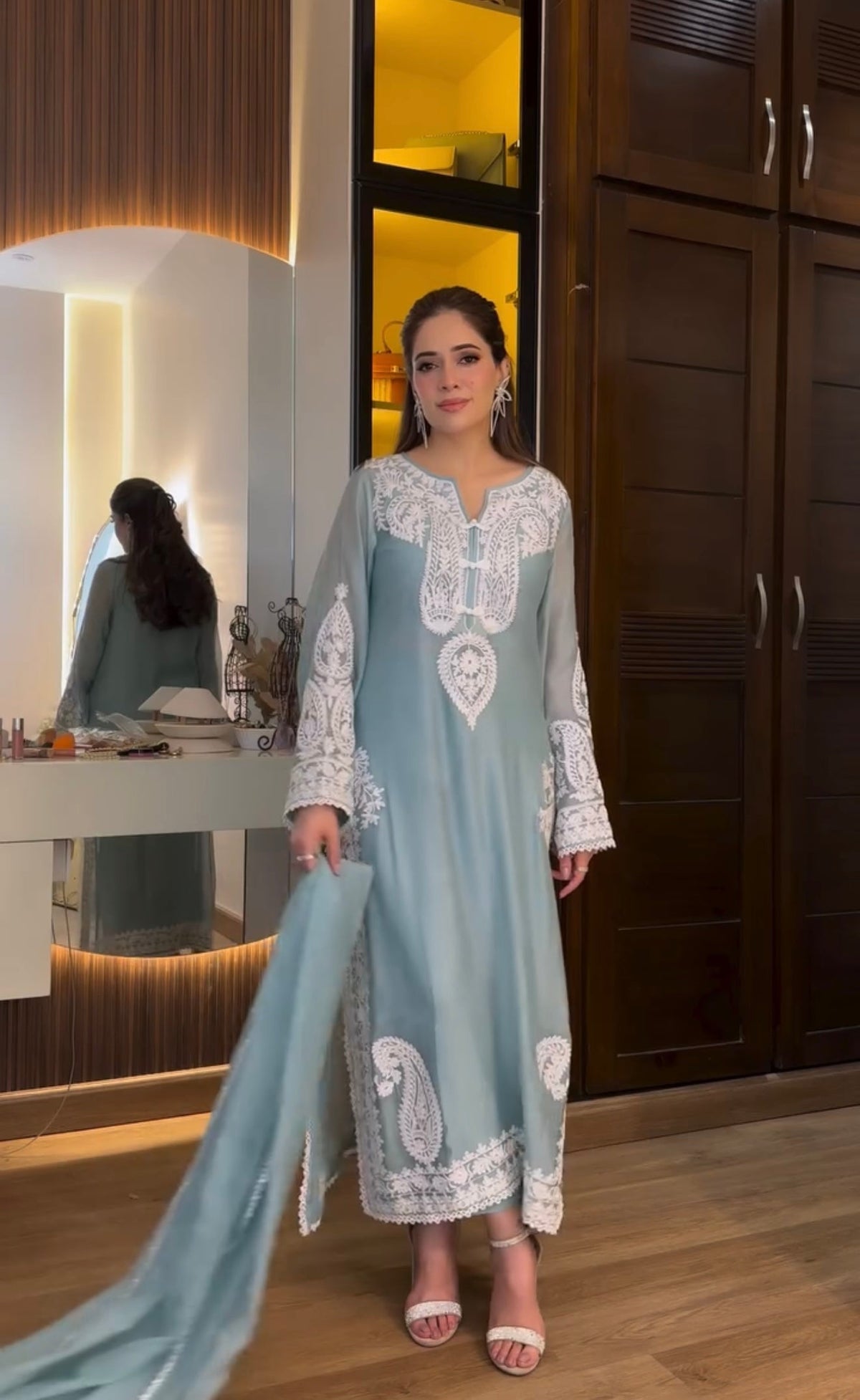 Pakistani Suit Party Wear Salwar Kameez in Organza Silk