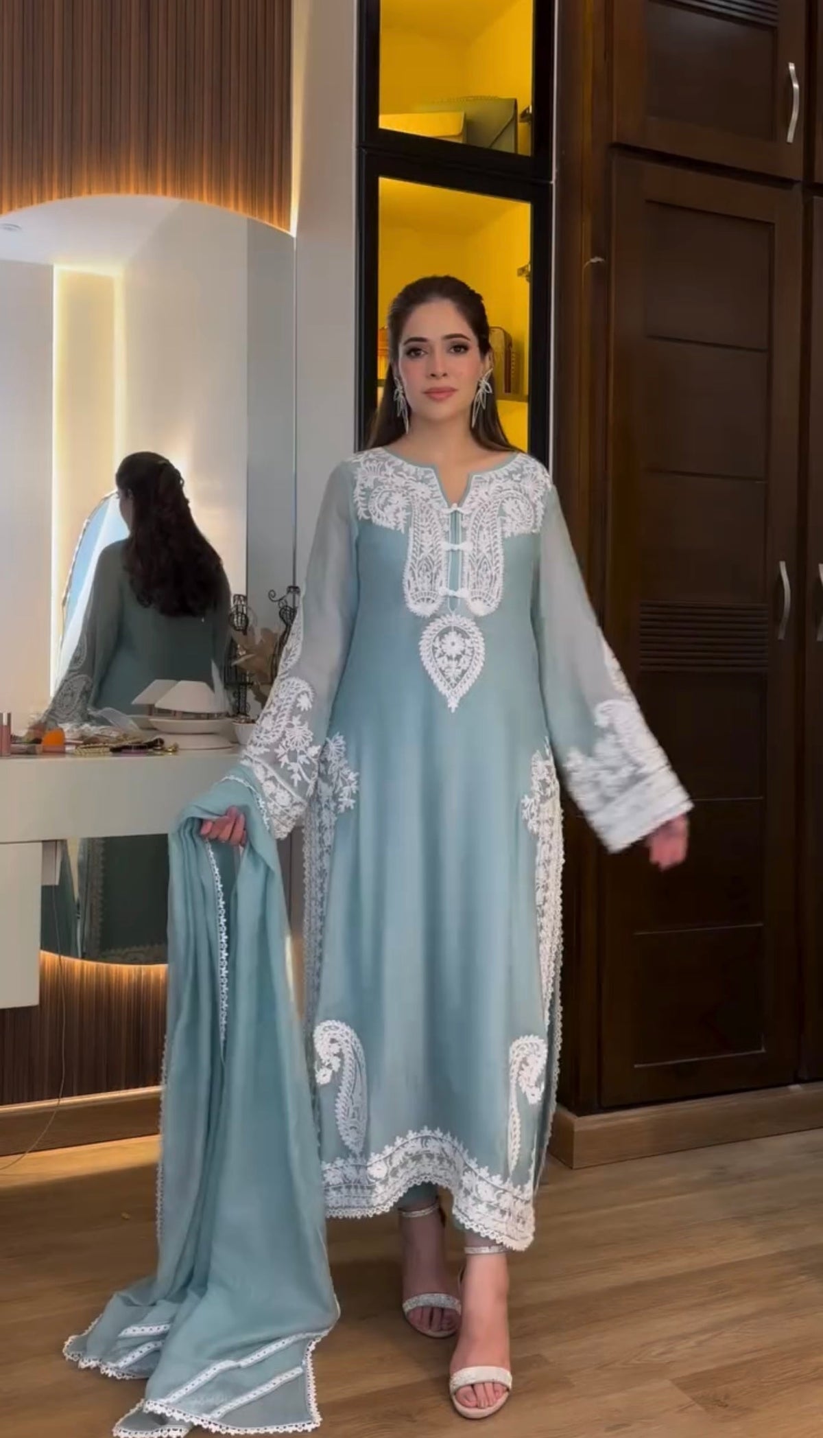 Pakistani Suit Party Wear Salwar Kameez in Organza Silk