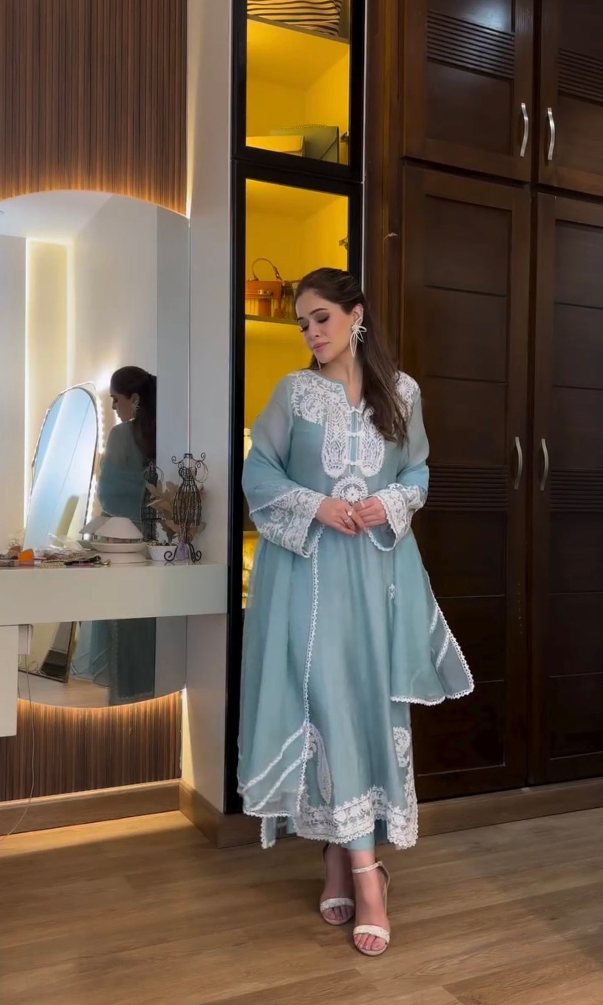Pakistani Suit Party Wear Salwar Kameez in Organza Silk