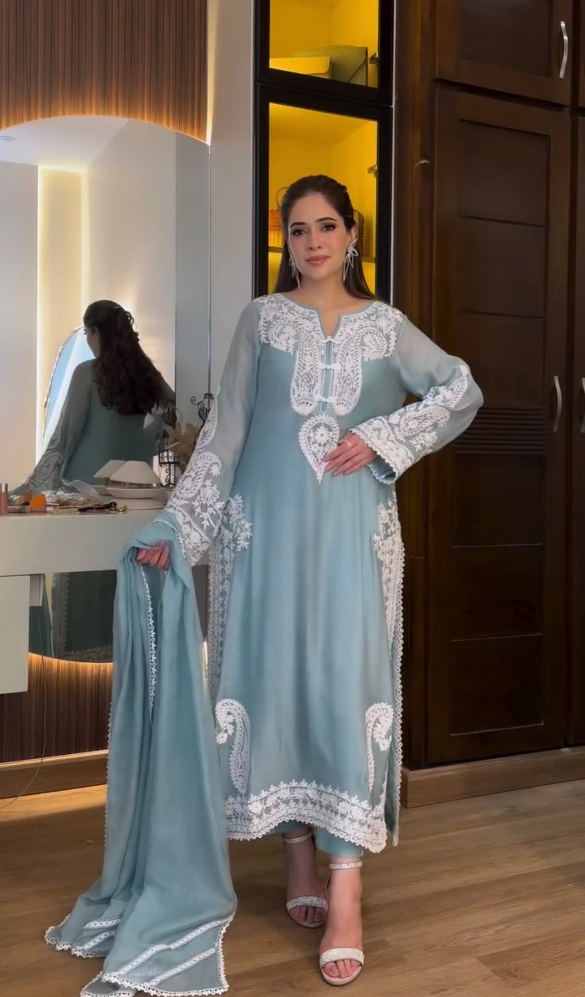 Pakistani Suit Party Wear Salwar Kameez in Organza Silk