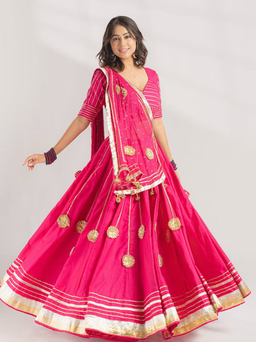 Rani Pink Gota Patti Chaniya Choli Set – Navratri & Festive Wear