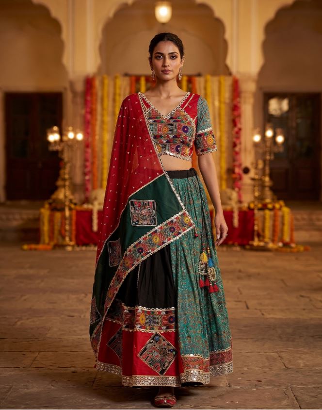 1402 Multi-Color Patchwork Cotton Chaniya Choli with Kutchi Mirror Work