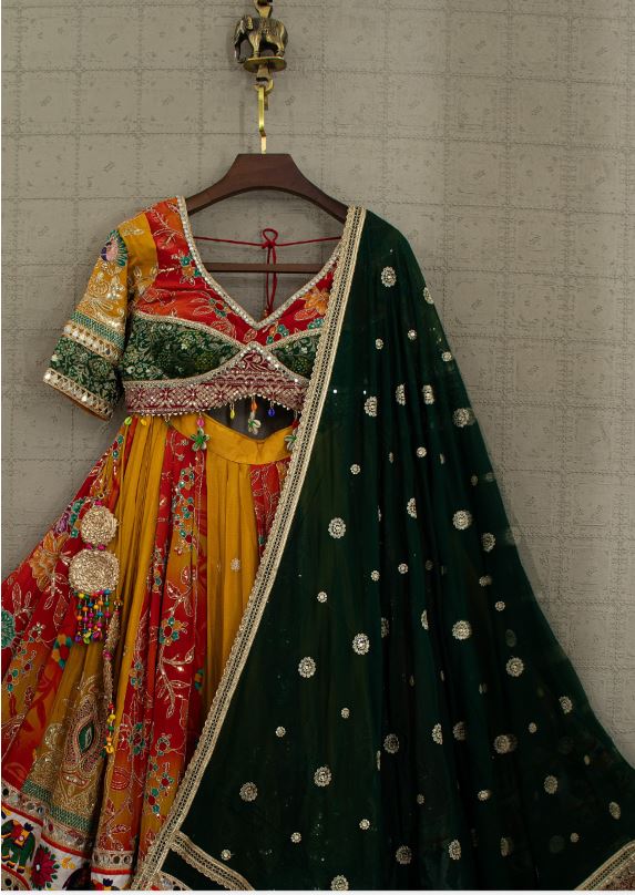 1407  Vibrant Multicolor Georgette Navratri Chaniya Choli with Mirror Work