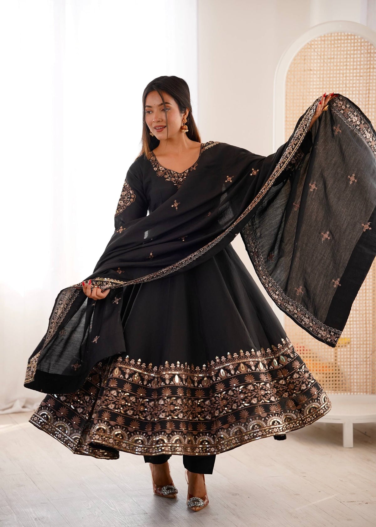 Aarohi Royal Roman Silk Gown Set