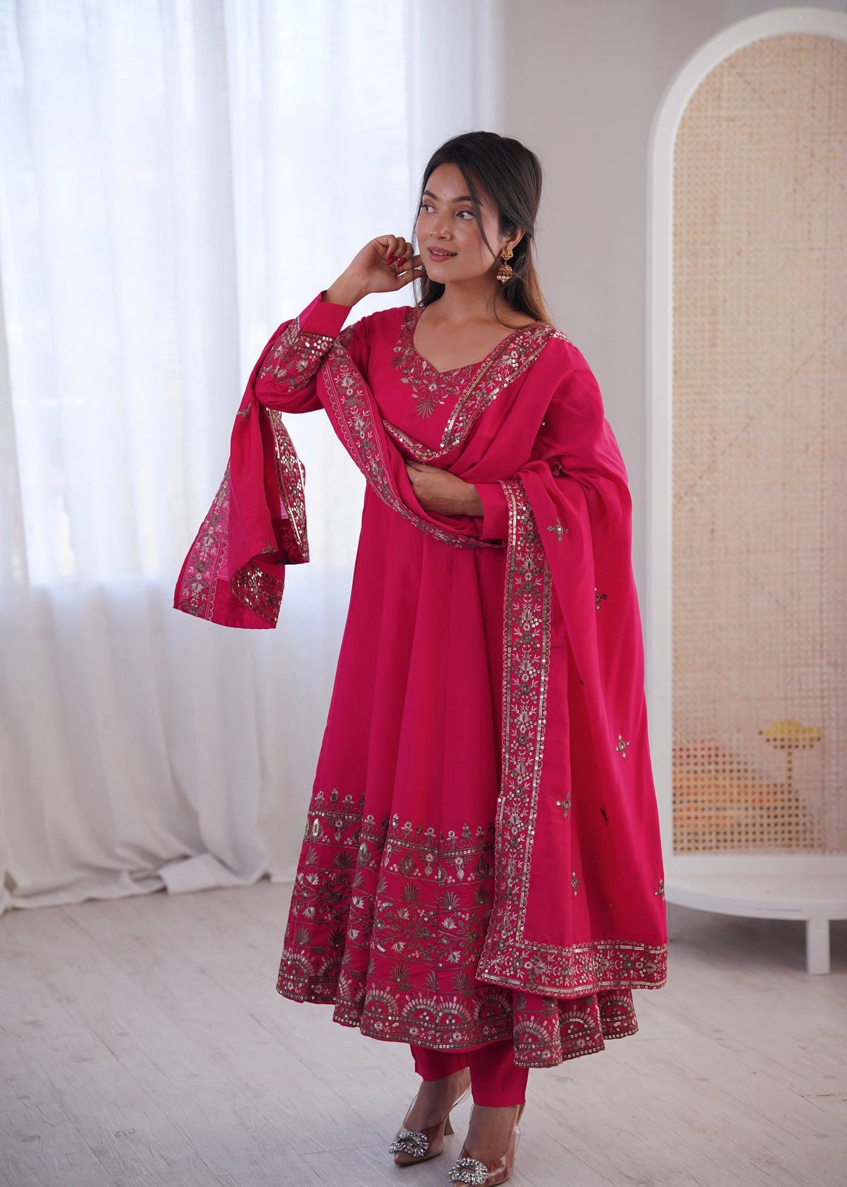 Aarohi Royal Roman Silk Gown Set