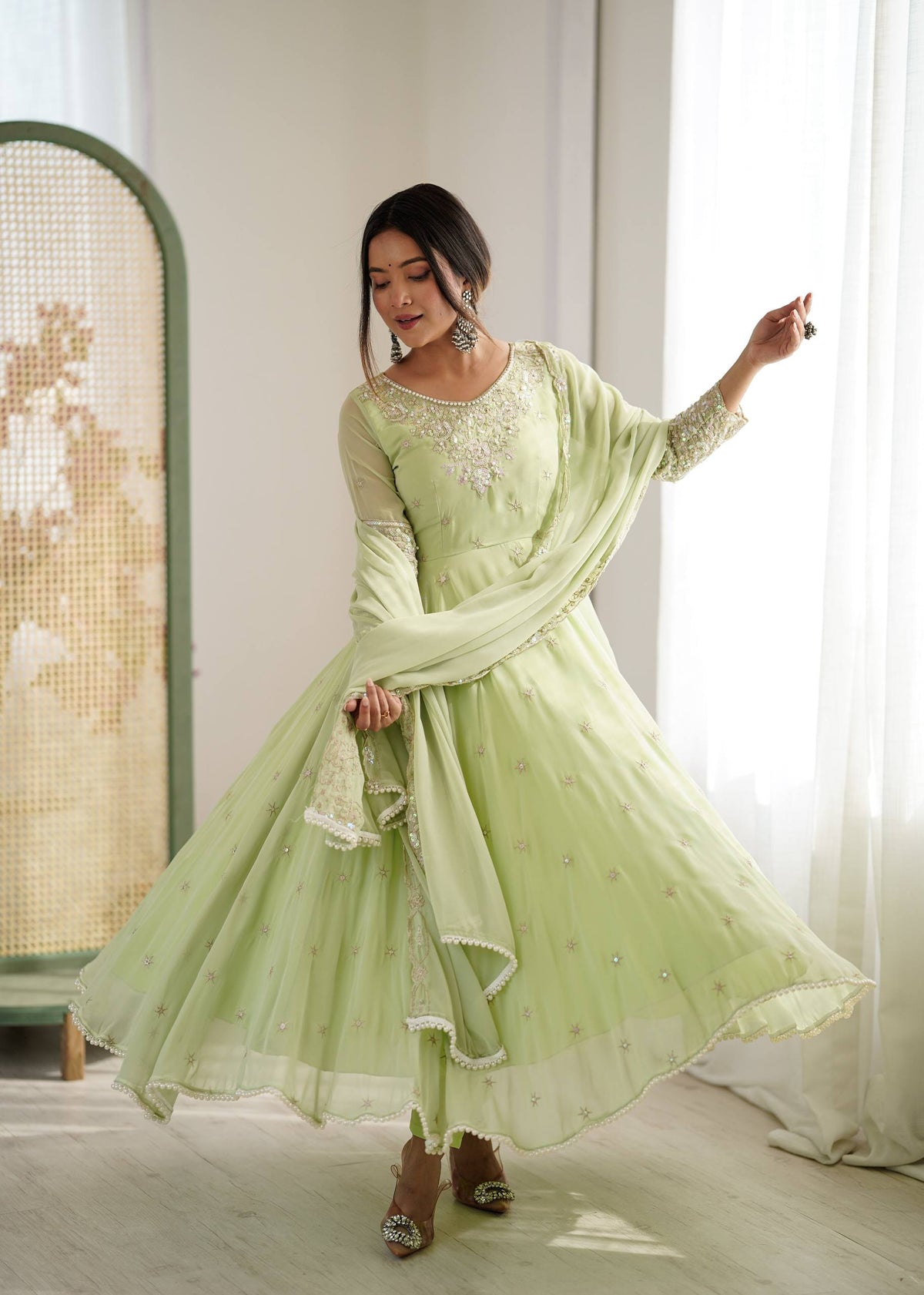 Meher Rainbow Sequence Anarkali Gown Set