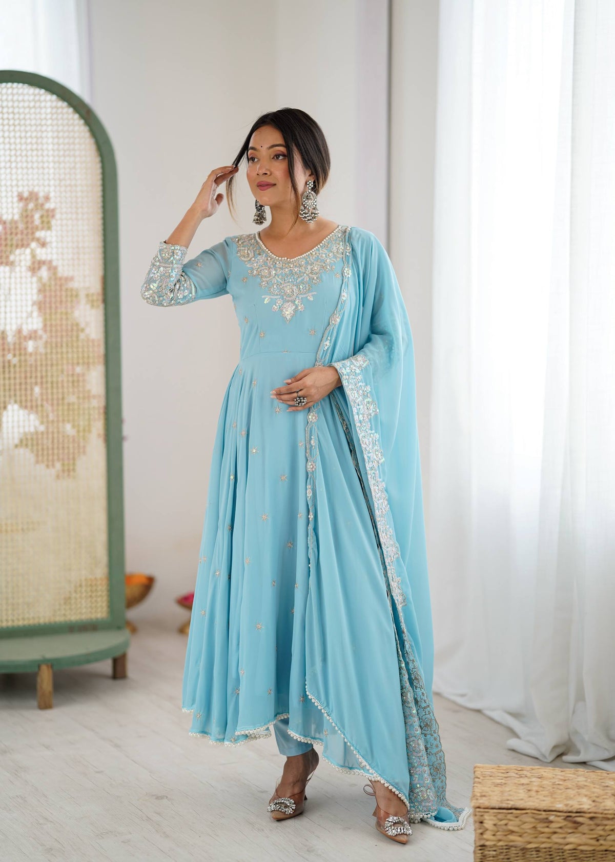 Meher Rainbow Sequence Anarkali Gown Set