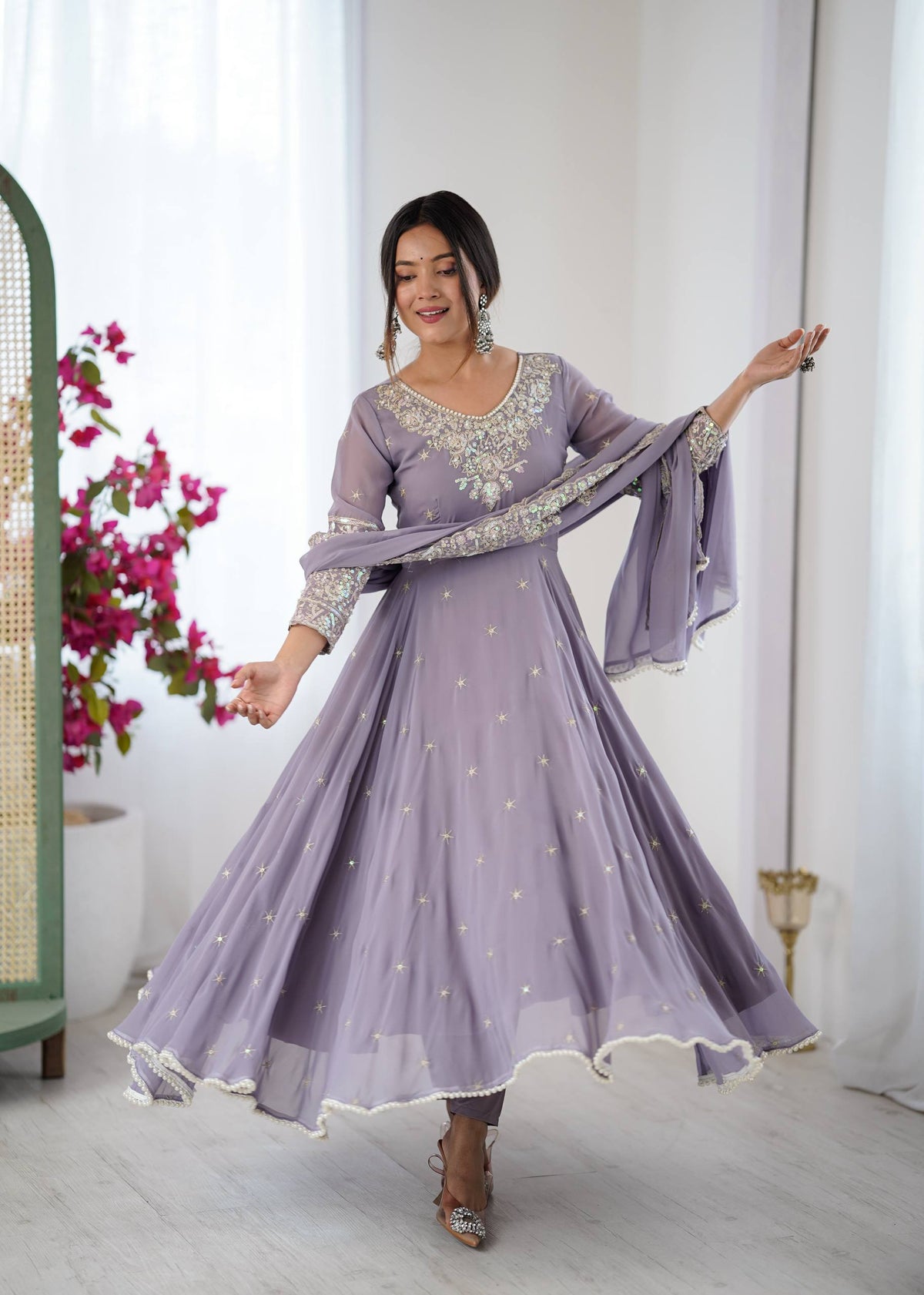 Meher Rainbow Sequence Anarkali Gown Set