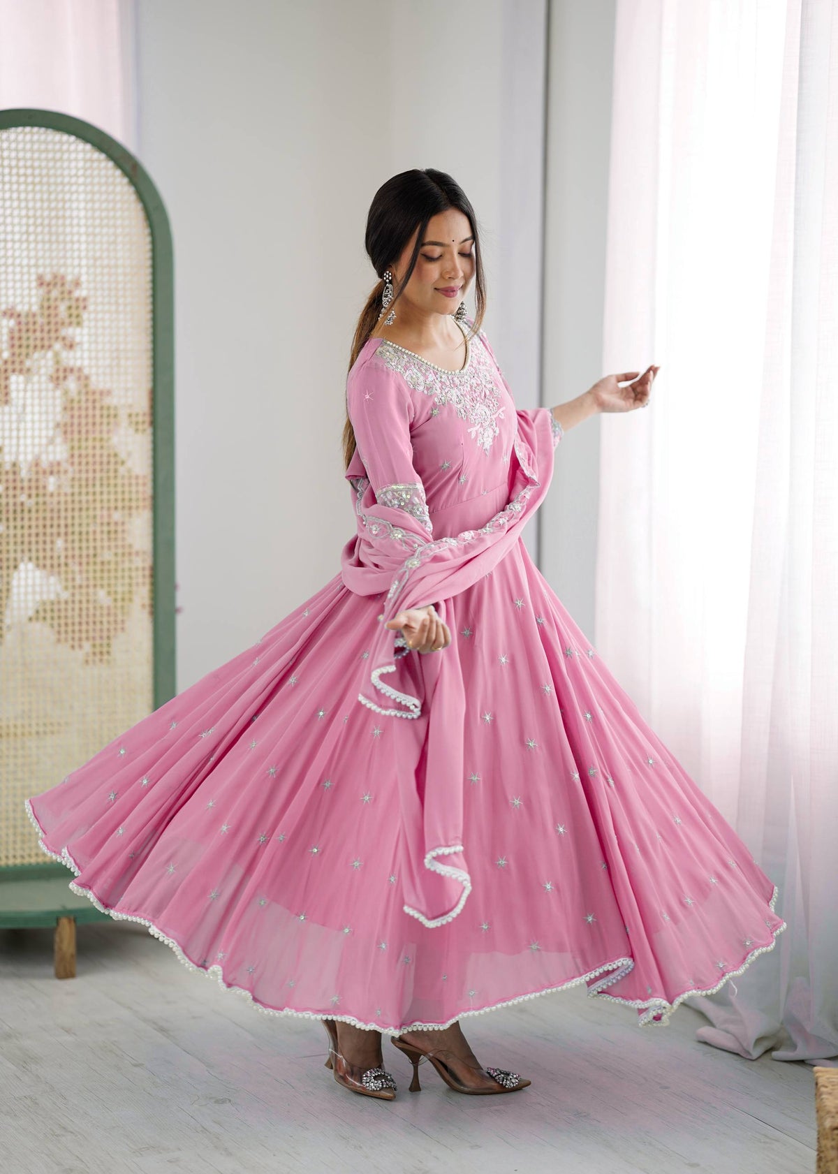 Meher Rainbow Sequence Anarkali Gown Set