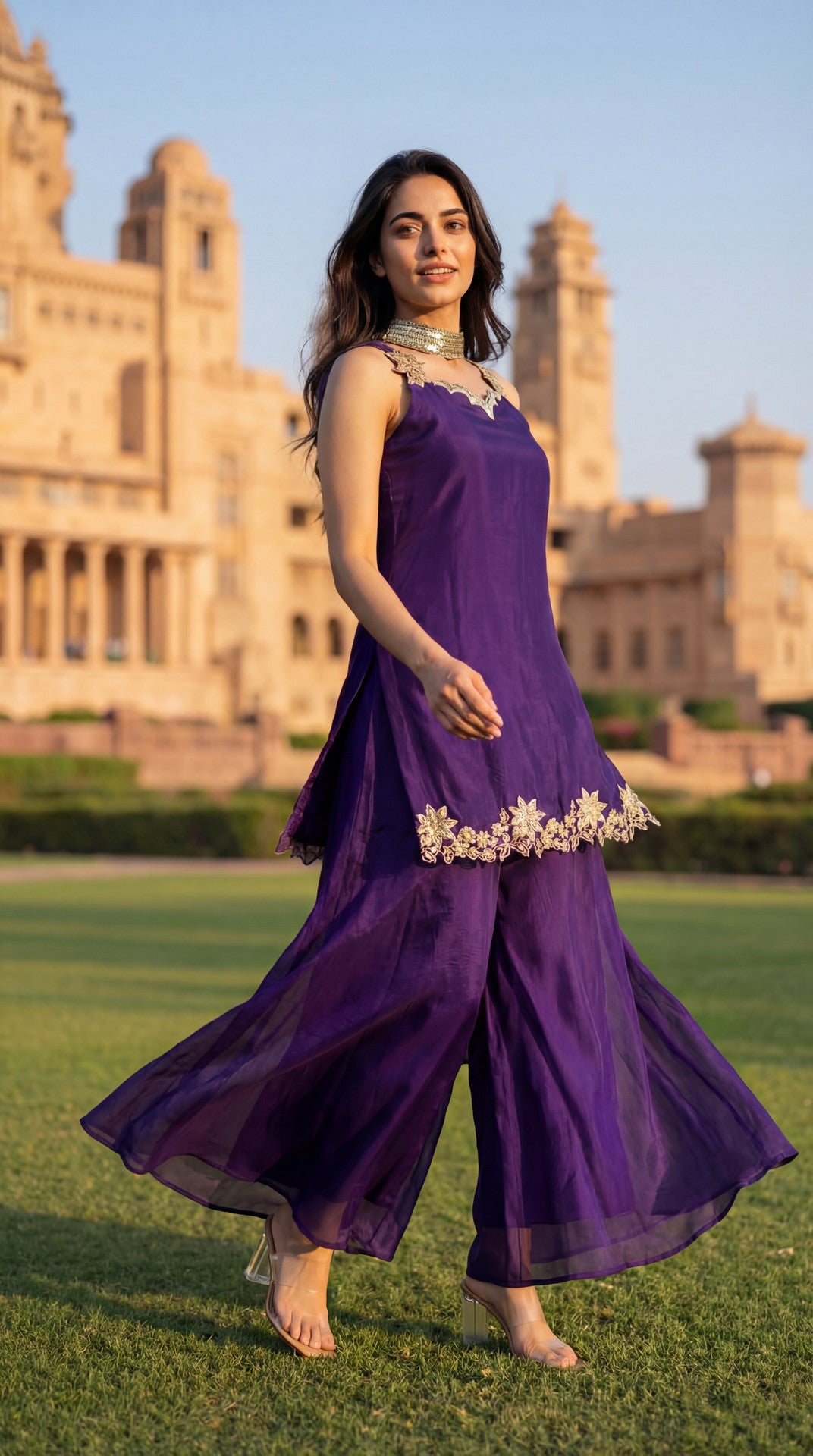 Turn Heads in Timeless Elegance: Royal Purple Embroidered Silk Blend 3-Piece Kurta Set